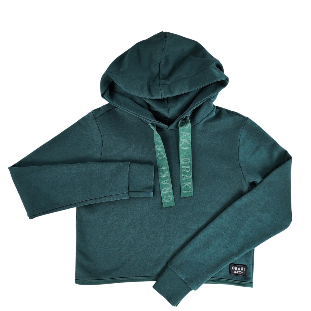 Oraki Cropped Hoodie Womens XS-Small Forest Green Sustainable Recycled Pullover
